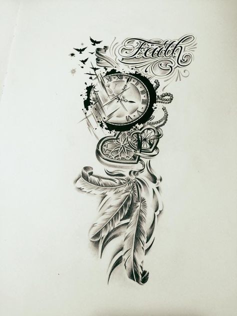 27 Cool Clock Tattoo Ideas with Meanings | Body Art Guru Tattoo Ideas Female Meaningful Passing, Self Image Tattoos, Women Arm Tattoo Ideas Half Sleeves, New Life Tattoo Ideas, Cool Tattoos Unique, Unique Leg Tattoos Women, Vector Tattoos, Tato Jam, Unique Memorial Tattoos