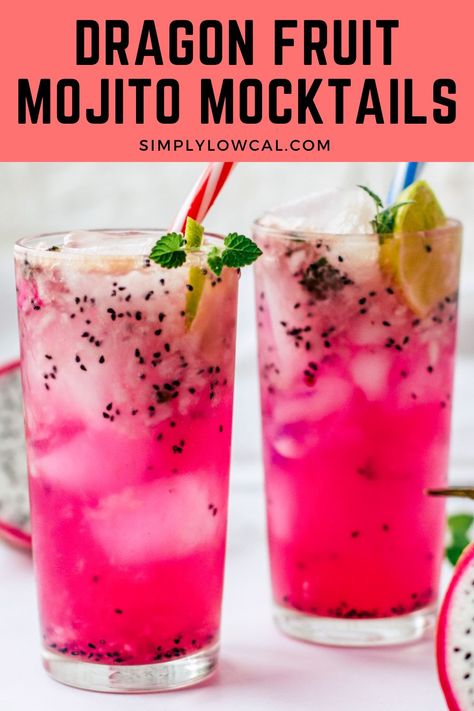 Dragon Fruit Punch, Dragon Fruit Drink Recipes, Dragon Fruit Mocktail Recipe, Dragonfruit Mocktail, Pitaya Recipes, Dragon Fruit Mojito Recipe, Dragon Fruit Drinks, Fruit Mocktail Recipe, Dragon Fruit Recipe