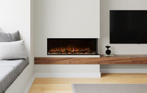 Multi Series – ambefireplaces Jetmaster Fireplace Living Rooms, Asymmetrical Fireplaces, Fireplace Modern Design, Corner Electric Fireplace, Electric Fireplace Living Room, Linear Fireplace, Electric Fireplaces, Small Fireplace, Lounge Ideas