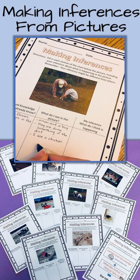 Making inferences from pictures is a great way to gets students started on making inferences. Use pictures first then move to making inferences with text. Inferencing Activities, Inference Activities, Making Inferences, Third Grade Reading, 5th Grade Reading, 4th Grade Reading, First Then, 3rd Grade Reading, Teaching Ela