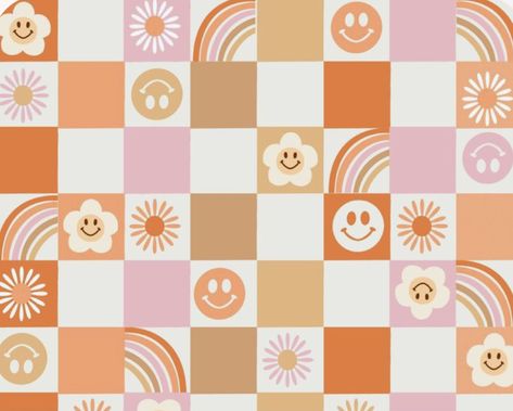 Repeat Pattern, Happy Smile, Smile Face, Apricot, Print On Demand, Daisy, Pattern