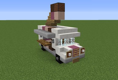 Ice Cream Truck - GrabCraft - Your number one source for MineCraft buildings, blueprints, tips, ideas, floorplans! Snow Minecraft, Minecraft Modern House Designs, Minecraft Car, Modern Minecraft Houses, Minecraft World, Minecraft Modern, Minecraft Banners, Cool Minecraft Houses, Minecraft Furniture