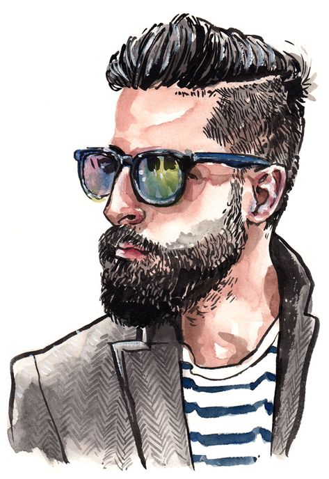 Week of Dressed To Ill on the Daily Fashion Project.  That beard though...  http://sunflowerman.com/daily-fashion/week-of-dressed-to-ill Men's Fashion Illustration, Fashion Sketches Men, Beard Art, Mens Fashion Illustration, Man Illustration, Bearded Man, Seni Cat Air, Fashion Project, Guy Drawing