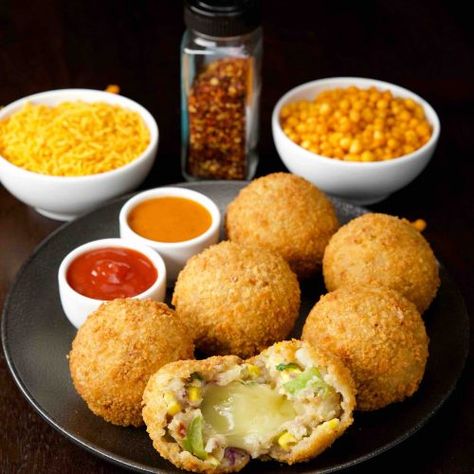 Corn Cheese Balls Recipe, Cheese Corn Balls, Corn Balls Recipe, Indian Savouries, Cheese Corn Balls Recipe, Corn Balls, Cheese Balls Recipe, Hebbars Kitchen, Kuih Lapis