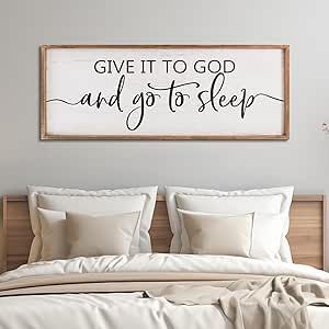 Paquesta Give It to God and Go to Sleep Sign Wall Decor Above Bed 40''×15'' Large Farmhouse Bedroom Decor Wood Guest Room Decor Framed Wall Art Rustic Master Bedroom Essentials Wall Decoration (Wood) Bedroom Decor Wood, Sleep Sign, Rustic Master, Bedroom Wall Decor Above Bed, Wall Decor Above Bed, Give It To God, Decor Above Bed, Large Farmhouse, Above Bed Decor