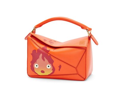 Calcifer small Puzzle bag - orange handbag Loewe Howls Moving Castle Bag, Small Puzzle Bag, Castle Collection, Orange Handbag, Dream Bag, Puzzle Bag, Howl's Moving Castle, Aesthetic Edits, Loewe Bag