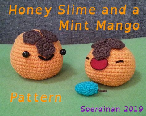 I'll think of a title later — Pattern - Honey Slime with a Mint Mango Honey Slime, Floral Witch, Amigurumi Characters, Slime Rancher, Beginner Crochet Tutorial, Amigurumi Ideas, Crochet Design Pattern, Crochet Inspo, Crochet Cross