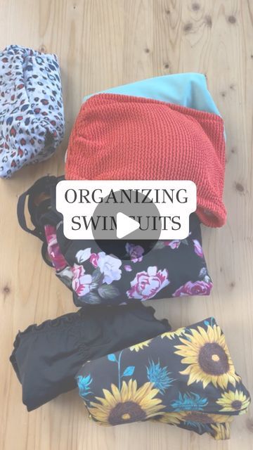 Ashley Nariman on Instagram: "It’s heating up😎 Check out how to fold + store swimsuits.   These folds work great on their own to store suits upright in a drawer or stash them in mess bags for easy packing 🧳  #swim #swimsuits #traveltips #homeorganization #summer #spring" How To Fold Bikinis For Travel, How To Fold Swimwear, Swimwear Storage Ideas, Folding Swimsuit, How To Fold Swimming Suits, How To Store Bathing Suits, Swimsuit Organization Ideas, Bathing Suit Storage Ideas, Bathing Suit Organization