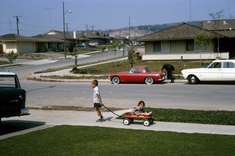 1965 new neighborhood in Diamond Bar, CA. Red Wagon, Old Street, Vintage Americana, National Park Posters, Diamond Bar, Vintage Life, Street Scenes, Vintage Photographs, Vintage Photography