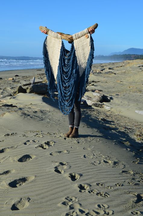 'Sailor' is designed by Sea Woven and uses recycled cotton rope on driftwood. This peice is perfect for any ocean lover. Sailing Decor, Tofino Bc, Marine Rope, Marine Debris, Modern Tapestries, Large Macrame, Macrame Decor, Ocean Lover, Macrame Patterns