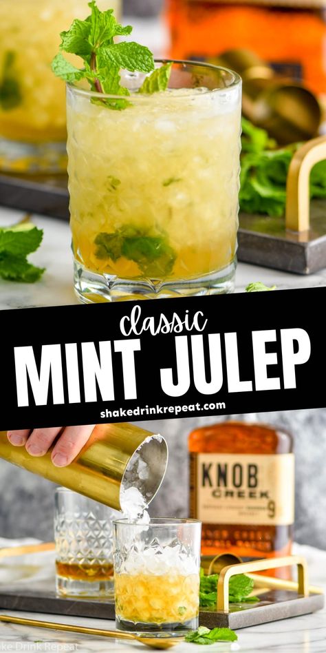 We are off to the races with this refreshing, iconic Mint Julep recipe. Our perfect ratio involves only a few ingredients and can be enjoyed all year long. Shake Drink, Julep Recipe, Recipe Printable, Mint Julep Recipe, Off To The Races, Mint Recipes, Teddy Roosevelt, Shakes Drinks, Mint Sprig