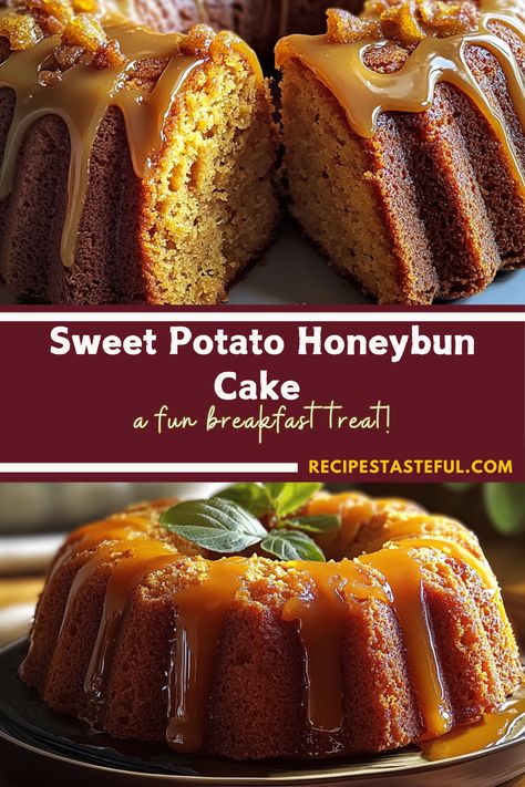 This Sweet Potato Honeybun Cake is a deliciously moist and flavorful treat, combining the natural sweetness of sweet potatoes with warm spices. Topped with a rich brown sugar glaze, it’s the perfect dessert for any occasion – from cozy family dinners to festive gatherings. A sweet and comforting dessert that’s sure to impress! Honey Bun Sweet Potato Cake, Sweet Potato Hunny Bun Cake Recipe, Sweet Potatoe Honey Bun Cake, Sweet Potato Cake With Maple Pecan Glaze, Sweet Potato Honeybun Cake, Hennessy Sweet Potato Pound Cake, Sweet Potato Honey Bun Cake, Sweet Potato Bundt Cake Recipe, Sweet Potato Coffee Cake