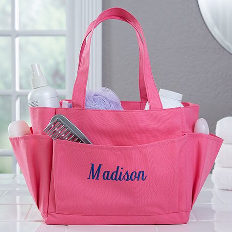 Pink Perfection Embroidered Shower Caddy - Name Shower Caddy College, Graduation Gift Bags, Camping Bags, Dorm Room Gifts, College Girl Gifts, Shower Bag, Bath Caddies, Bathroom Caddy, Personalization Mall