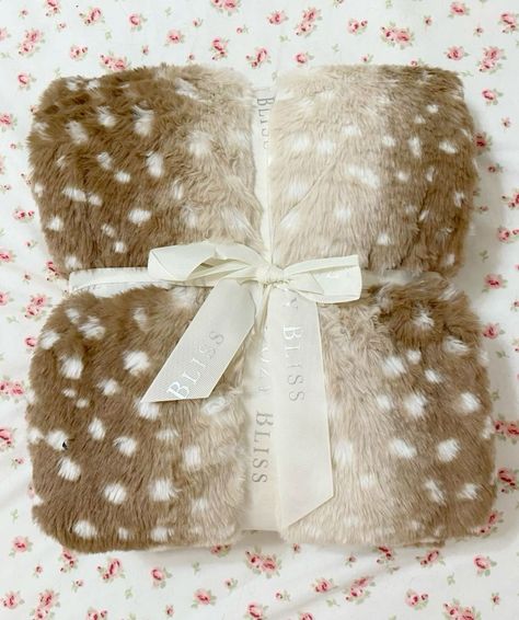 Winter Wishlist Aesthetic, Deer Print Blanket, Deer Pretty Aesthetic, Bambi Blanket, Fawn Print, Deer Blanket, Christmas Haul, Faux Fur Throw Blanket, Fur Throw Blanket