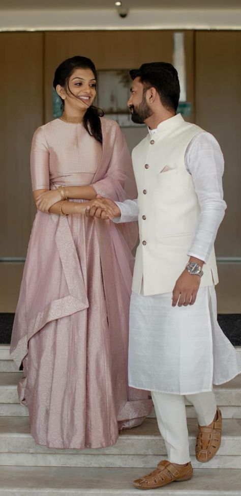 Celebrity Engagement Outfits, Kerala Engagement Dress Hindus Couple, Engagement Photos Outfits Indian, Christian Engagement Dress, Engagement Dress For Bride Indian, Marriage Dress For Men, Simple Engagement Dress, Kerala Engagement Dress, Engagement Dress For Groom