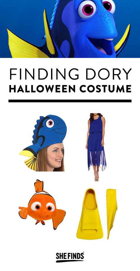 Dory Costume Womens, Diy Dory Costume Women, Dory Disneybound, Diy Dory Costume, Dory Halloween Costume, Nemo And Dory Costume, Finding Dory Costume, Dory Costume, Finding Nemo Theme