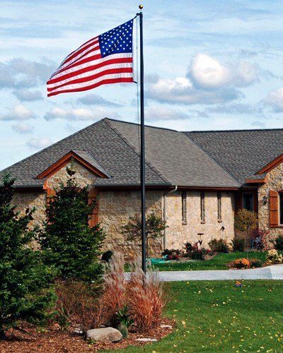 18FT All American Steel Flagpole Kit The All American Flagpole kit is 100% made in the United States! This kit features 18 gauge steel that guarantees the highe Front Yard Flag Pole Ideas, Flagpole Landscaping, Flag Pole Landscaping, Amazing Landscaping Ideas, Natural Landscaping, Flag Poles, Industrial Factory, Grasses Landscaping, Small Yard