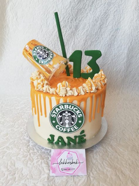 Starbucks cake Starbucks Birthday Cake, Starbucks Birthday Party, Kids Drinks, Starbucks Cake, Starbucks Birthday, Starbucks Diy, Starbucks Drinks Recipes, Kid Drinks, Number Cakes