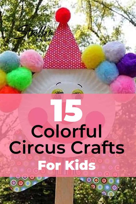 Do your kids love the circus? If so, they will love these fun and easy circus crafts! These fun crafts are bright and colorful - just like the circus. They are also easy to make and use minimal ordinary supplies. Circus Craft Ideas For Preschool, Carnival Themed Arts And Crafts, Toddler Circus Activities, Carnival Arts And Crafts For Kids, Fair Themed Crafts, Circus Theme Crafts Preschool, Circus Vbs Crafts, Circus Crafts For Preschoolers, Carnival Themed Crafts