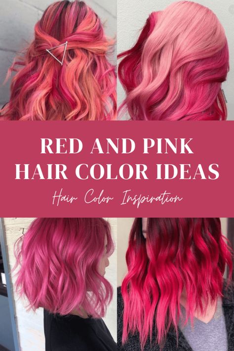 Different Pink Hair Colors, Pink Balayage Red Hair, Red Short Hair Ideas, Flamingo Hair Color, Pink Hair Color Ideas For Short Hair, Hot Pink Balayage, Pink Halo Hair, Red Hair With Pink Highlights, Pink Hair Styles