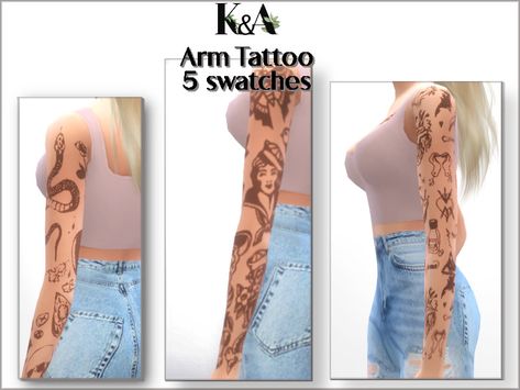 Sims 4 Cc Tattoo, Cc Tattoo, Arm Tattoo Sleeve, Tatto Sleeve, Arm Sleeve Tattoo, Sims 4 Tattoos, Tattoo Female, Sims 5, Sims 4 Downloads