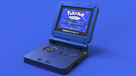 Gameboy Advance SP, Devon Hartman on ArtStation at https://www.artstation.com/artwork/0n4Bk5 Gameboy Design, Gameboy Sp, 2000s Tech, Object Drawings, Feather Ideas, Pokemon Emerald, Gameboy Advance Sp, Console Game, Childhood Memories 90s