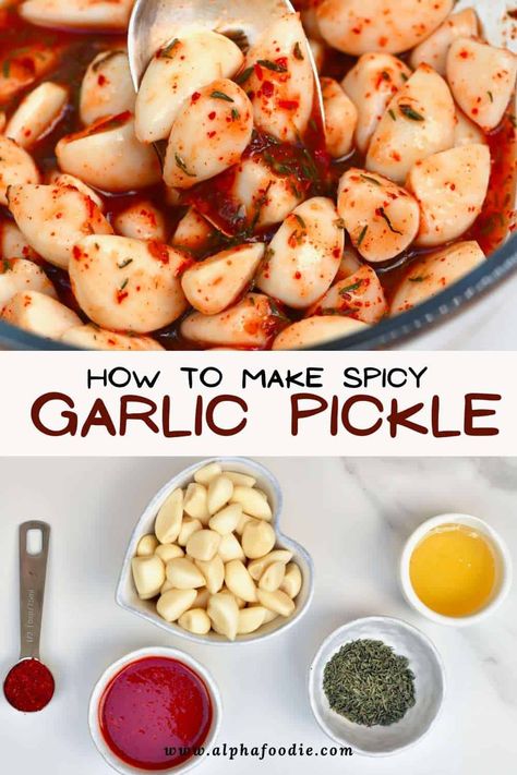 Canned Pickled Garlic, Spicy Pickled Garlic, Homemade Summer Sausage, Green Onions Recipes, Pickled Vegetables Recipe, Pickle Recipes Homemade, Spicy Pickles, Pickled Garlic, Foraged Food