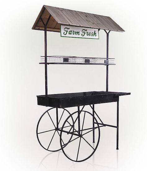 Amazon.com : Alpine Corporation Farm Fresh Indoor/Outdoor Metal and Wood Garden Cart, 51" L x 24" W x 75" H : Patio, Lawn & Garden Wood Cart, Metal Cart, Solar Garden Stakes, Fiber Optic Lighting, Garden Cart, Wood Garden, Flower Cart, Jewelry Clothing, Farm Stand