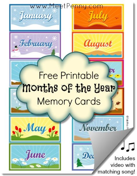 Free Printable Months of the Year Memory Cards (also includes link to a song to aid in memorization) Printable Months Of The Year, History Lessons For Kids, Friday Freebie, Historical Thinking, Calendar Math, Homeschool Life, Homeschool Printables, Free Homeschool, Months Of The Year