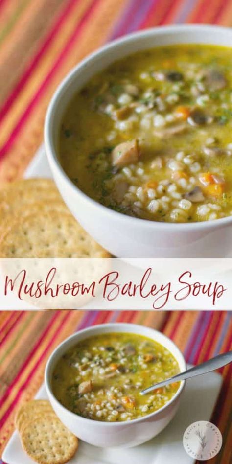 Soup Barley, Barley Mushroom, Mushroom Barley, Mushroom Barley Soup, Soup Vegetarian, Soup Appetizers, Barley Soup, White Mushrooms, Vegetable Broth