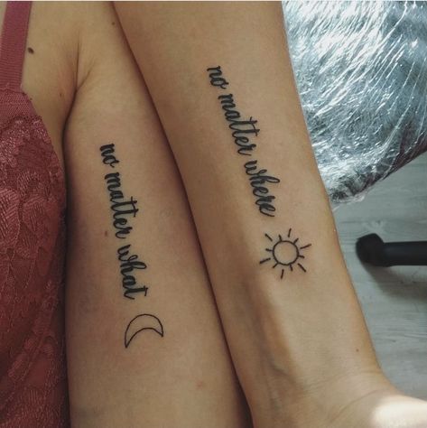 #sisters #tattoo #tattooideas Short Sister Quotes Tattoos, Matching Tattoos With Sister In Law, Sister Tattoos Quotes, Sister Tats, Law Tattoo, Son Tattoos, Sister Tat, Mother Son Tattoos, Sisters Tattoo