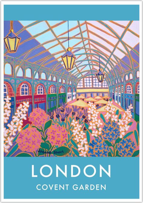 The Flower Market, London Illustration, London Wall Art, Transportation Poster, Covent Garden London, London Wall, Eco Friendly Art, London Poster, Vintage Style Art