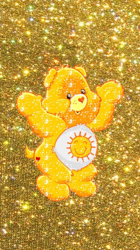 Yellow Care Bear, 80s Wallpaper, Tatty Bear, Sunshine Bear, Care Bears Vintage, Funshine Bear, 90s Wallpaper, Scrapbook Pictures, Kidcore Aesthetic