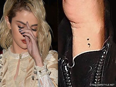 Selena Gomez Semicolon Wrist Tattoo | Steal Her Style 13 Reasons Why Tattoo, Selena Tattoo, Selena Gomez New, Semicolon Wrist Tattoo, Selena Gomez Tattoo, Semicolon Tattoo Meaning, Celebrities Tattoos, Small Star Tattoos, 13 Tattoo