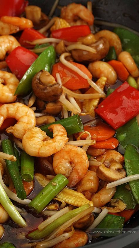 King Prawn Chop Suey Shrimp Chop Suey Recipe, Shrimp Chop Suey, Shrimp Bell Pepper, Chop Suey Recipe Chinese, King Prawn Recipes, Chop Suey Recipe, Asian Shrimp, Sea Ideas, Vegetarian Stir Fry