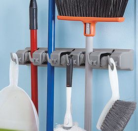 Organize it all right on your wall! Best Broom, Garage Utility, Broom Hanger, Garden Tool Organization, Mop Holder, Broom Holder, Laundry Room Closet, Mops And Brooms, Kitchen Hanging