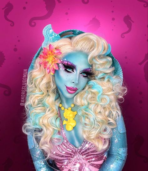 Lagoona Cosplay, Lagoona Blue Costume, Lagoona Blue Makeup Look, Lagoona Blue Makeup, Monster High Halloween Costumes Lagoona Blue, Lagoona Blue Doll Restyle, Lagoona Blue, Drag Makeup, Holloween Costume