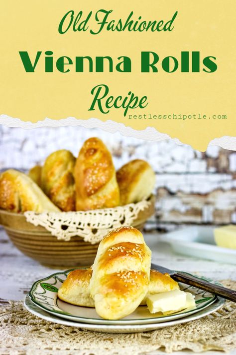 Vienna bread is velvety textured with a soft crumb and it makes delicious dinner rolls, too. When I was growing up the very nicest restaurants served baskets of Vienna rolls with a soft, shiny crust and a sprinkling of sesame seeds. Vienna Rolls, Finger Rolls, Vienna Bread, Potato Rolls Recipe, January Mood, Sesame Seeds Recipes, Recipes Unique, Whole Wheat Rolls, Bread Baskets