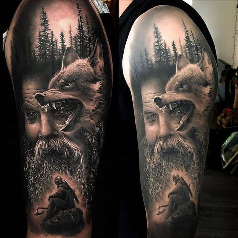 Wolf Eye Tattoo, Fenrir Tattoo, Tatoo Styles, Rune Tattoo, Men Tattoos Arm Sleeve, Crow Tattoo, Tattoo Convention, Nordic Tattoo, Raven Tattoo