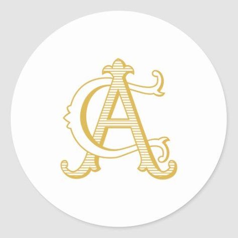 $6.65 | CA or AC Monogram sticker in gold #crest, sticker, wedding, gold, ac monogram, ca monogram, ac initials, ca initials, ac logo, ca logo Ac Monogram, Ca Logo, Ac Logo, Alphabet Logo, Initials Logo Design, Monogram Coasters, Wedding Stickers Labels, Monogram Stickers, Photo Logo Design