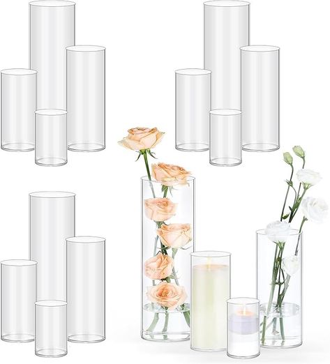 Amazon.com: TBWIND 16 Pack Glass Cylinder Vases 4, 6, 8, 10 Inch Tall Clear Vases for Centerpieces Weeding Decoration, Clear Glass Flower Vases Hurricane Floating Candle Holder for Party Table Home Decor : Home & Kitchen Cylinder Centerpieces, Tall Flower Vase, Vases For Centerpieces, Floating Candle Holders, Table Home Decor, Glass Cylinder Vases, Floating Candle, Clear Vases, Centerpieces Wedding