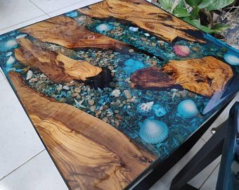 River Coffee Table, Epoxy Wood Table, Wood Resin Table, Sanding Wood, Seaside Theme, Live Edge Furniture, Epoxy Resin Table, Resin Furniture, Live Edge Wood