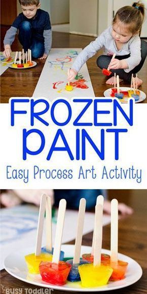 Easy Process Art, Frozen Paint, Vetenskapliga Experiment, Frozen Painting, Sensory Bag, Art Activities For Toddlers, Summer Activity, Art Activity, Toddler Snacks