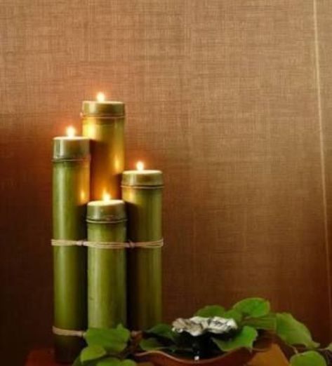 Bamboo Candle, Bamboo Diy, Deco Zen, Bamboo Planter, Bamboo Decor, Bamboo Light, Bamboo Art, Deco Nature, Bamboo House