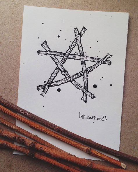 Day28 #inktober #inktober2017 #pentagram #wiccan #witchy #forestspirit #ink #art #sketch #sketchbook Witchy Pentagram Tattoo, Pentagram Drawing, Witchy Sketches, Pentacle Art, Pentagram Tattoo, Tuft Rug, Micro Art, Stick Tattoo, Wiccan Art