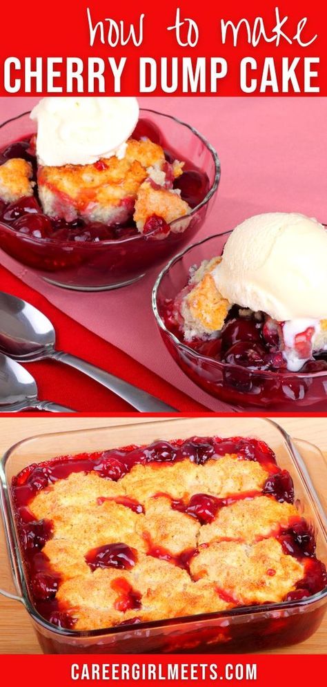 Sweet Cherry Cobbler Recipe, Cherry Pineapple Dump Cake, Cherry Dump Cake Recipe, Brownie Mix Recipes, Cherry Cobbler Recipe, Easy Dump Cake Recipe, Texas Sheet Cake Recipe, Sweet Cherry Pie, Cherry Dump Cake