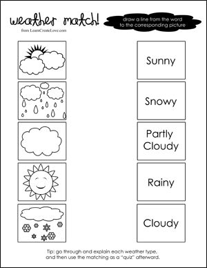 Weather Match Printable Teaching Weather, Seasons Worksheets, Fargelegging For Barn, Weather Worksheets, Preschool Weather, Weather Words, Simple Present, 1st Grade Science, First Grade Worksheets