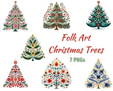 Folk Christmas Art, Folk Art Christmas Tree, Christmas Pattern Background, Ukrainian Christmas, Folk Art Christmas, Art Christmas Tree, Winter Png, Arte Folk, Christmas Tree Png