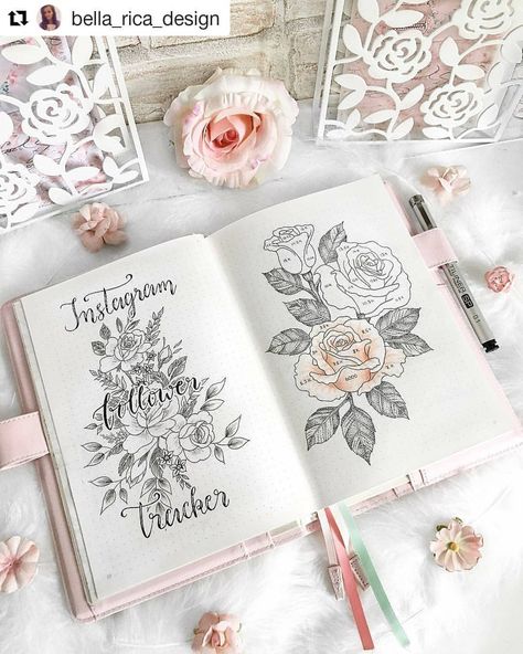 By @bella_rica_design 💞 ・・・ Werbung/Advertisement unpaid 🌸 hey dear ones, I want to show you my complete page of my Instagram follower tracker, i added a flower bouquet to my Lettering 🌸 I wish you all a nice evening 🤗 🇩🇪🇩🇪 Hey ihr Lieben, ich wollte euch noch gerne meine komplette Seite meines Instagram Follower Tracker zeigen, ich habe noch einen Blumenstrauß zu meinem Lettering hinzugefügt, damit es nicht trist aussieht 🤗 #bujoweekly#bujobeauty#planner#bulletjournal#plannerlove#... Study Bullet Journal, Journaling Layout, Bullet Journal Calendrier, Bullet Journal Theme Ideas, Journal Theme Ideas, Study Gram, Study College, Bujo Planner, Calligraphy Writing