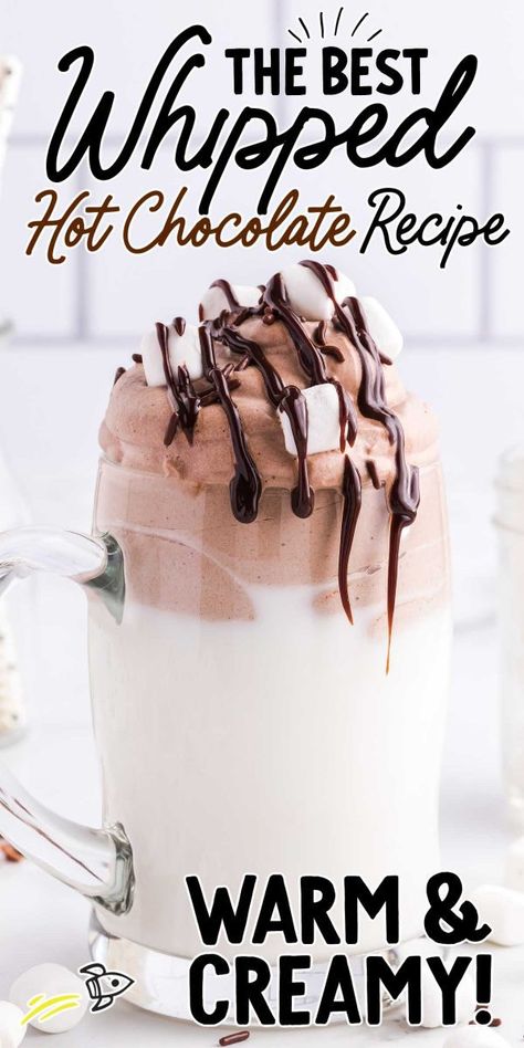 Whipped Hot Chocolate Recipe Whipped Hot Chocolate Recipe, Whipped Hot Chocolate, Creamy Hot Chocolate Recipe, Hot Cocoa Mix Recipe, Diy Hot Chocolate, Coffee Ingredients, Spaceships And Laser Beams, Frozen Hot Chocolate, Chocolate Whipped Cream